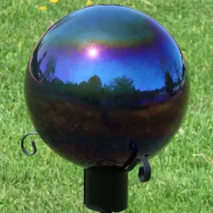 Sunnydaze Indoor/Outdoor Gazing Globe Glass Mirror Balls with Stainless Steel Finish - 10