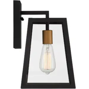 John Timberland Modern Outdoor Wall Light Fixtures Set of 2 Mystic Black Gold 13