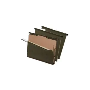 Pendaflex SureHook Reinforced Hanging Folder 1 Divider Letter 1/5 Tab Green 10/Box 59253