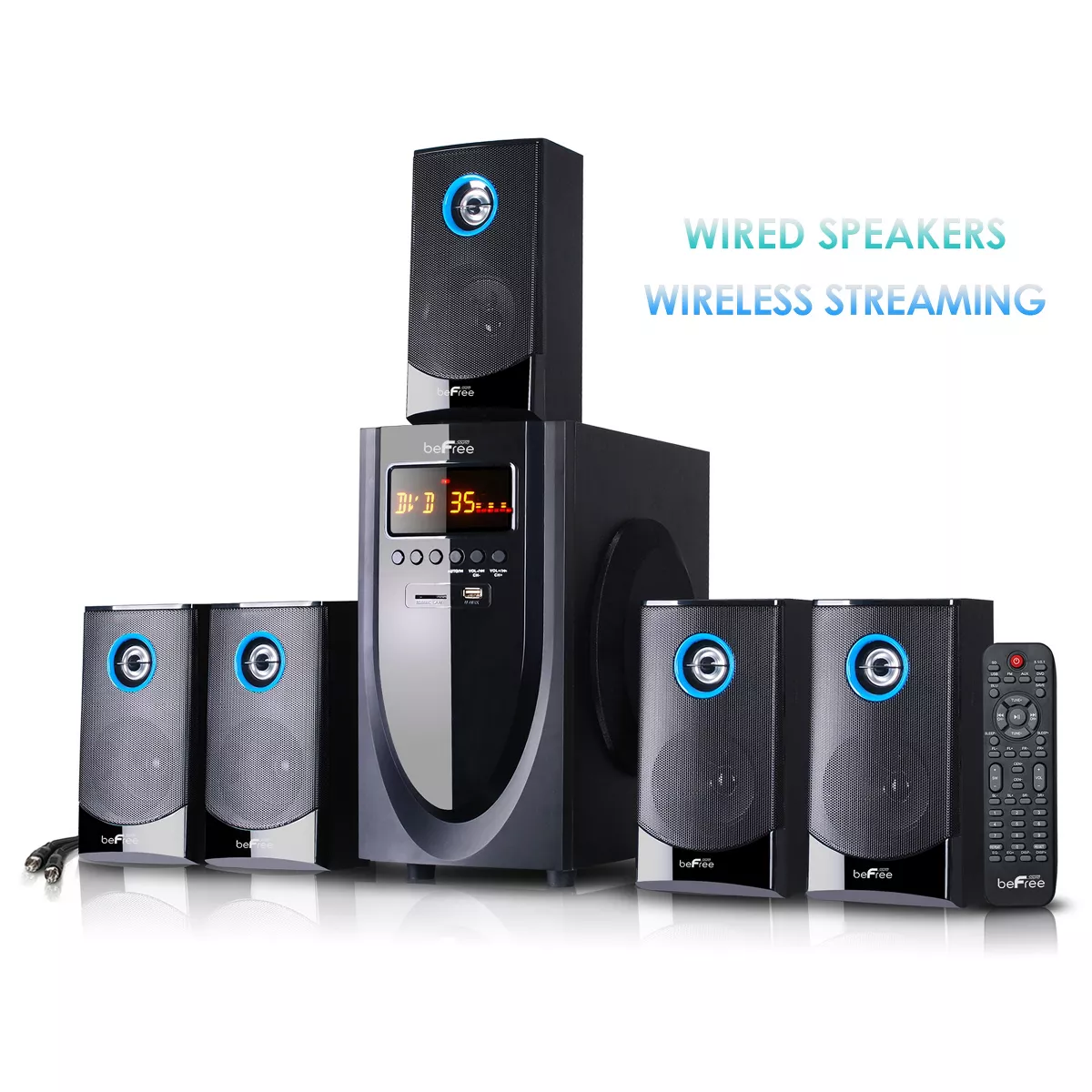 beFree Sound 5.1 Channel Bluetooth Surround Sound Speaker System in Black