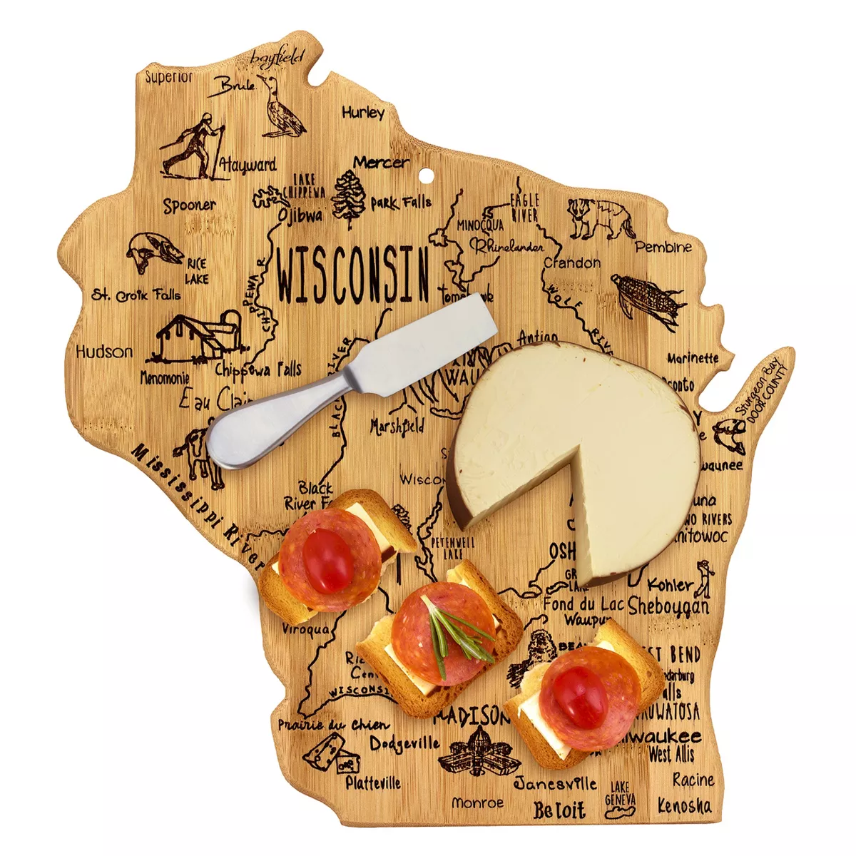 Totally Bamboo Destination Wisconsin Cutting Board 13
