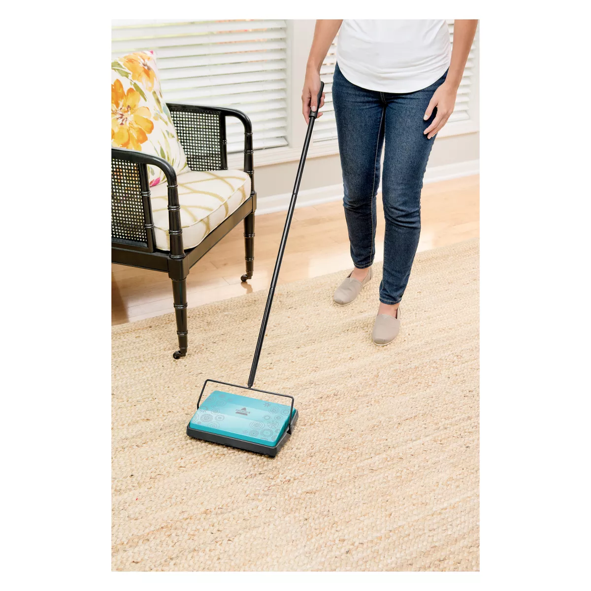 BISSELL Pirouette Refresh Carpet and Floor Manual Sweeper - Blue 2199