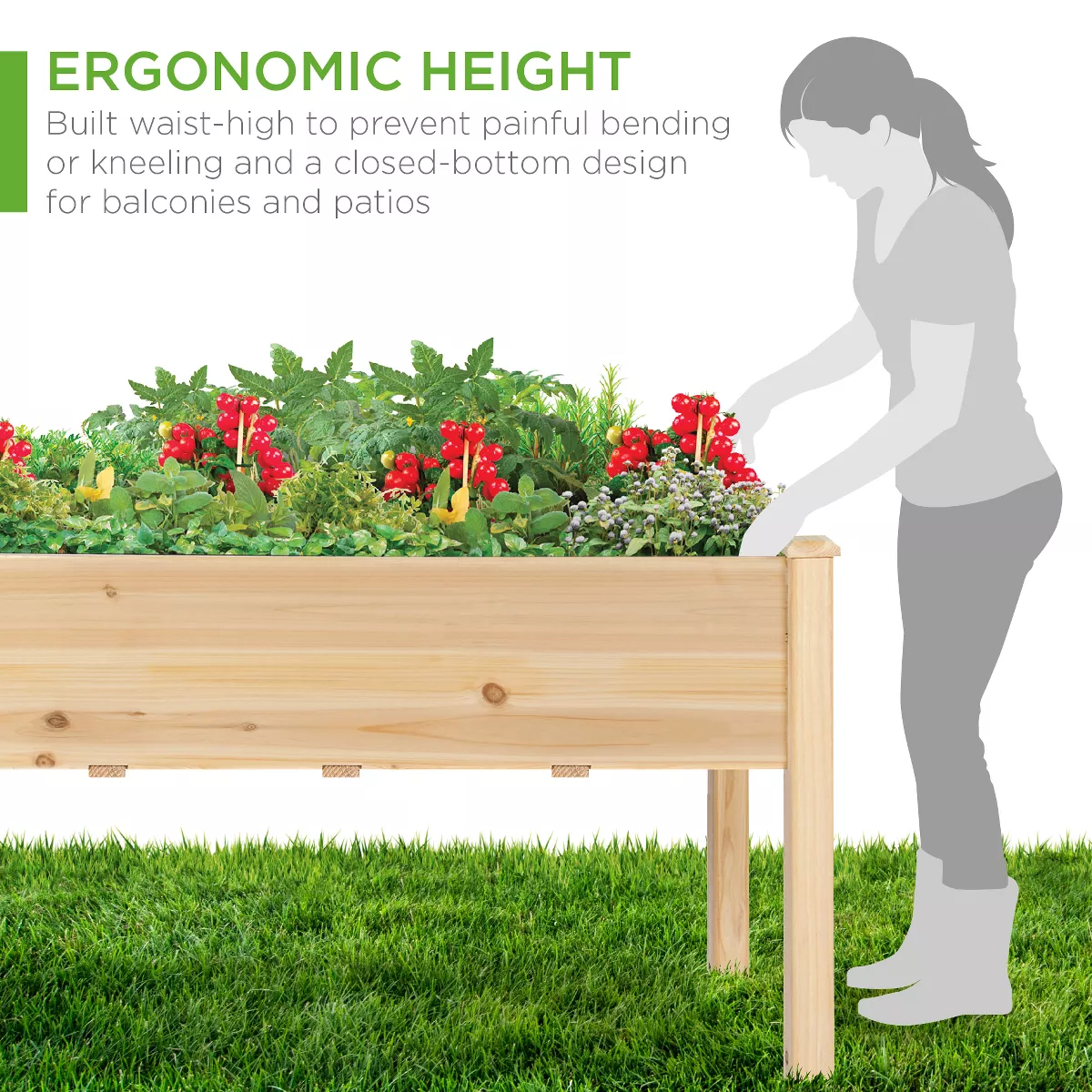 Best Choice Products 48x24x30in Raised Garden Bed, Elevated Wood Planter Box Stand for Backyard, Patio w/ Bed Liner