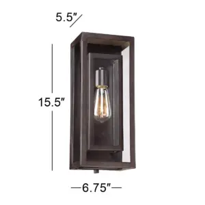 Possini Euro Design Modern Outdoor Wall Light Fixture Bronze Double Box 15 1/2
