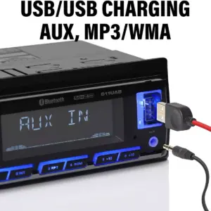 Boss Audio Systems 611UAB Single Din USB/SD AUX Bluetooth Multimedia Radio Car Stereo Receiver with USB, AUX Input, and AM/FM Radio Receiver (4 pack)
