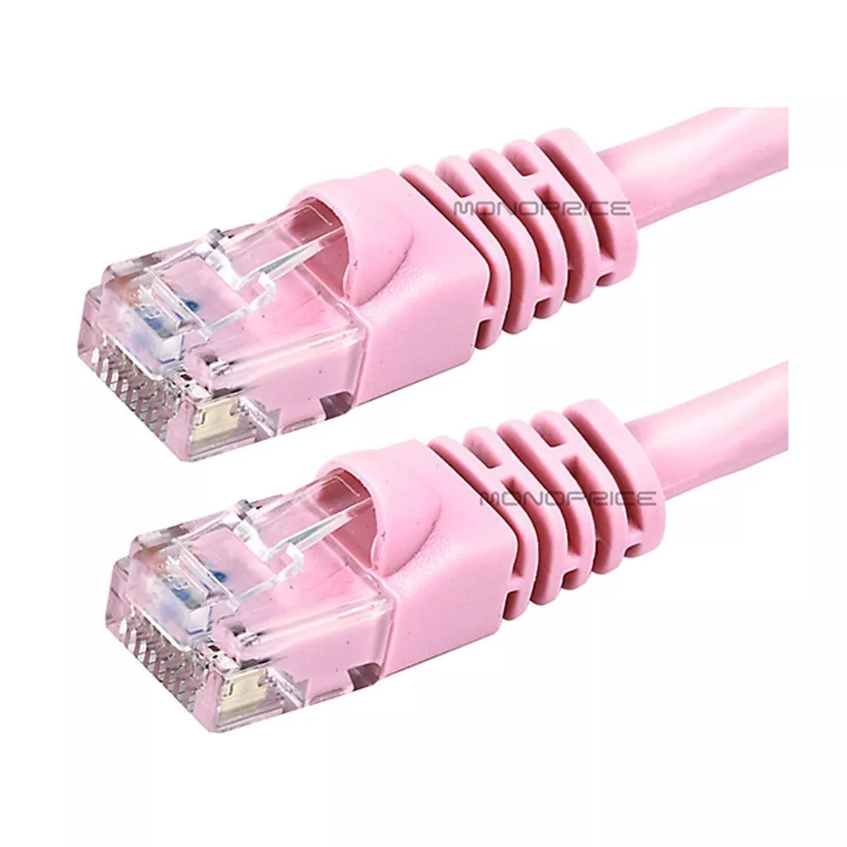 Monoprice Cat5e Ethernet Patch Cable - Network Internet Cord - RJ45, Stranded, 350Mhz, UTP, Pure Bare Copper Wire, 24AWG, 20ft, Pink