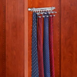 Rev-A-Shelf CTR-12-CR 12-Inch Pull Out Tie and Scarf Hanger Holder Closet Organizer Storage Rack with 11 Non-Slip PVC Coated Hooks, Chrome