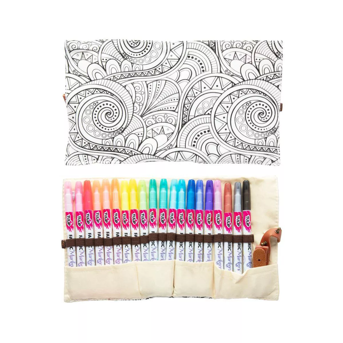 Tulip 20ct Fine Tip Fabric Markers with Roll-Up Case - Rainbow