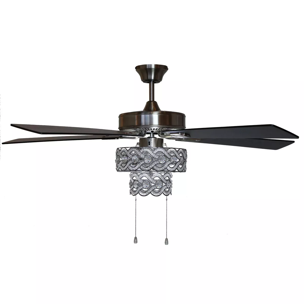 52" 5-Blade LED Olivia Beaded Braid Wedding Band Lighted Ceiling Fan - River of Goods