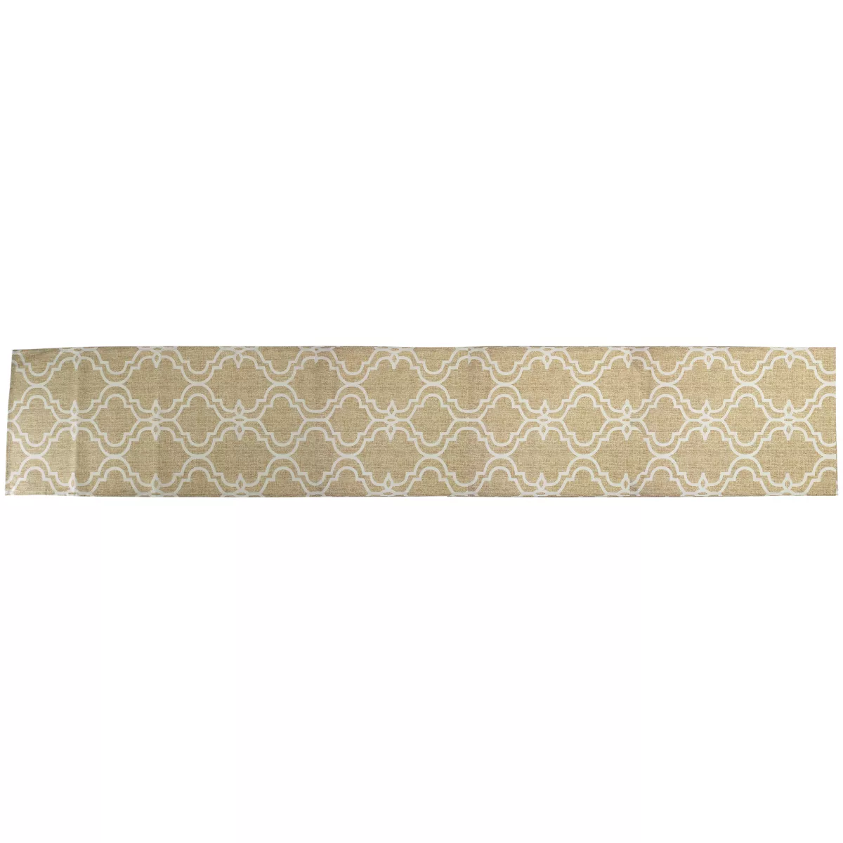 Northlight 88" Tan and White Oversize Print Polyester and Linen Table Runner