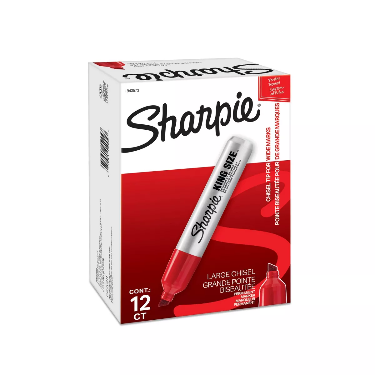 Sharpie Chisel Tip King Size Permanent Marker - Red (12 Per Set)