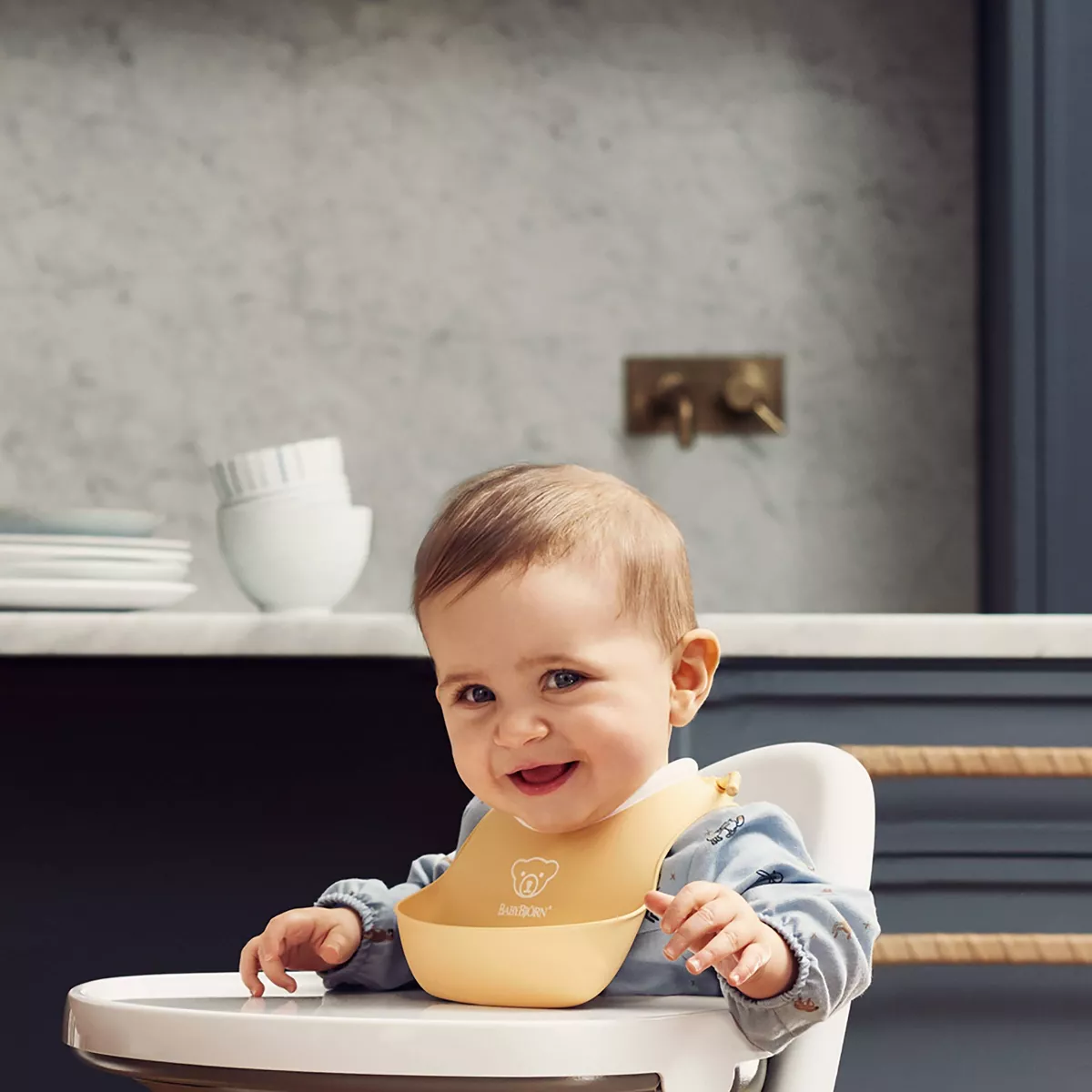 BabyBjorn 2pk Baby Bib Set - Powder Yellow/Blue S