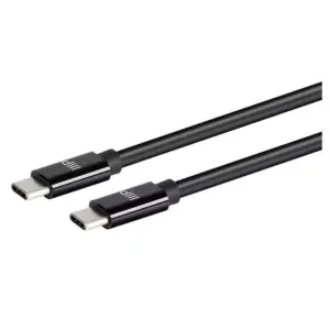 Monoprice Charge and Sync Type-C to Type-C Cable - 3 Feet - Black, USB 2.0, TPE Jacket, Fast Charging, Up to 3A/60W - Select Series
