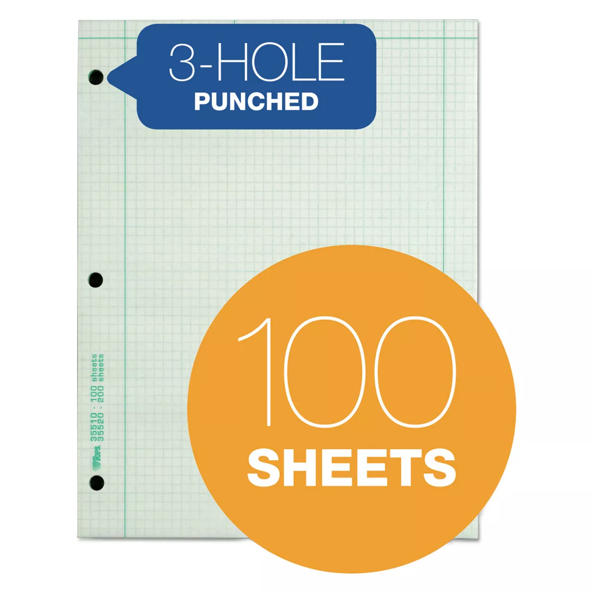 Tops Engineering Computation Pad Grid to Edge 8 1/2 x 11 Green 100 Sheets 35510