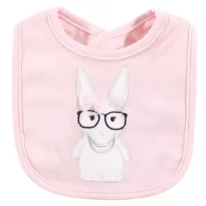 Hudson Baby Infant Girl Cotton Bib and Sock Set 5pk, Hip Bunny, One Size
