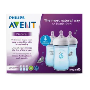 Philips Avent Natural Baby Bottle Blue - Otter/Anchor - 9oz - 3pk