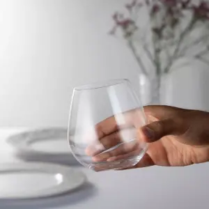 Riedel O Wine Dishwasher Safe Fine Crystal Stemless Pino/Nebbiolo High Acidity Moderate Tannin Red Wine Tumbler Glass Set, 24.3 Ounces, (2 Pack)