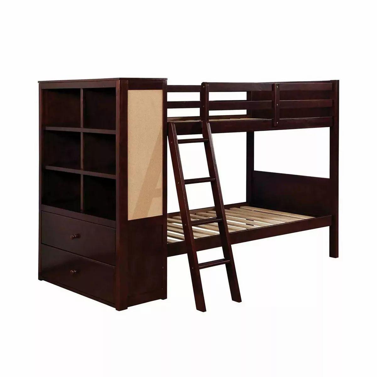 Twin Over Twin Kids' Emma Bunk Bed Dark Walnut - ioHOMES