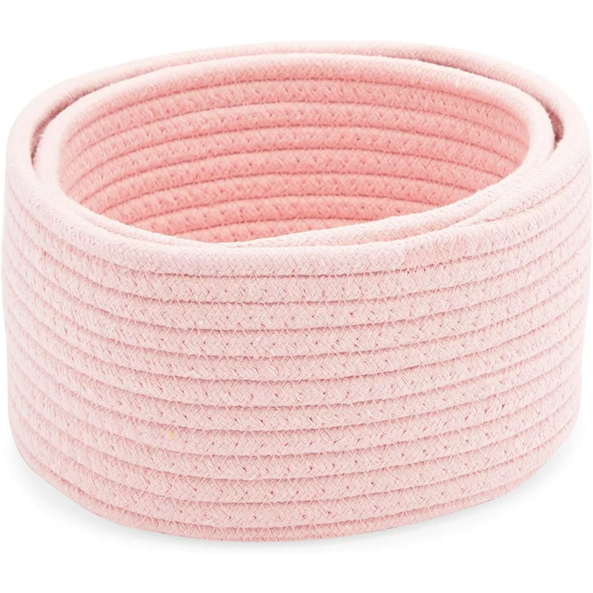 Farmlyn Creek 2-Pack Round Cotton Woven Baskets for Storage, Pink Home Organizers (2 Sizes)