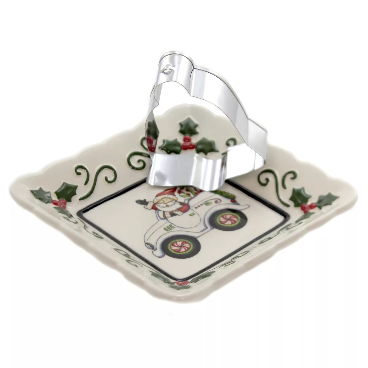 Tabletop 5.5" Santa In Auto Square Dish Ivy Candy Nut Cookie Cutter Cosmos Gifts Corp. - Serving Platters