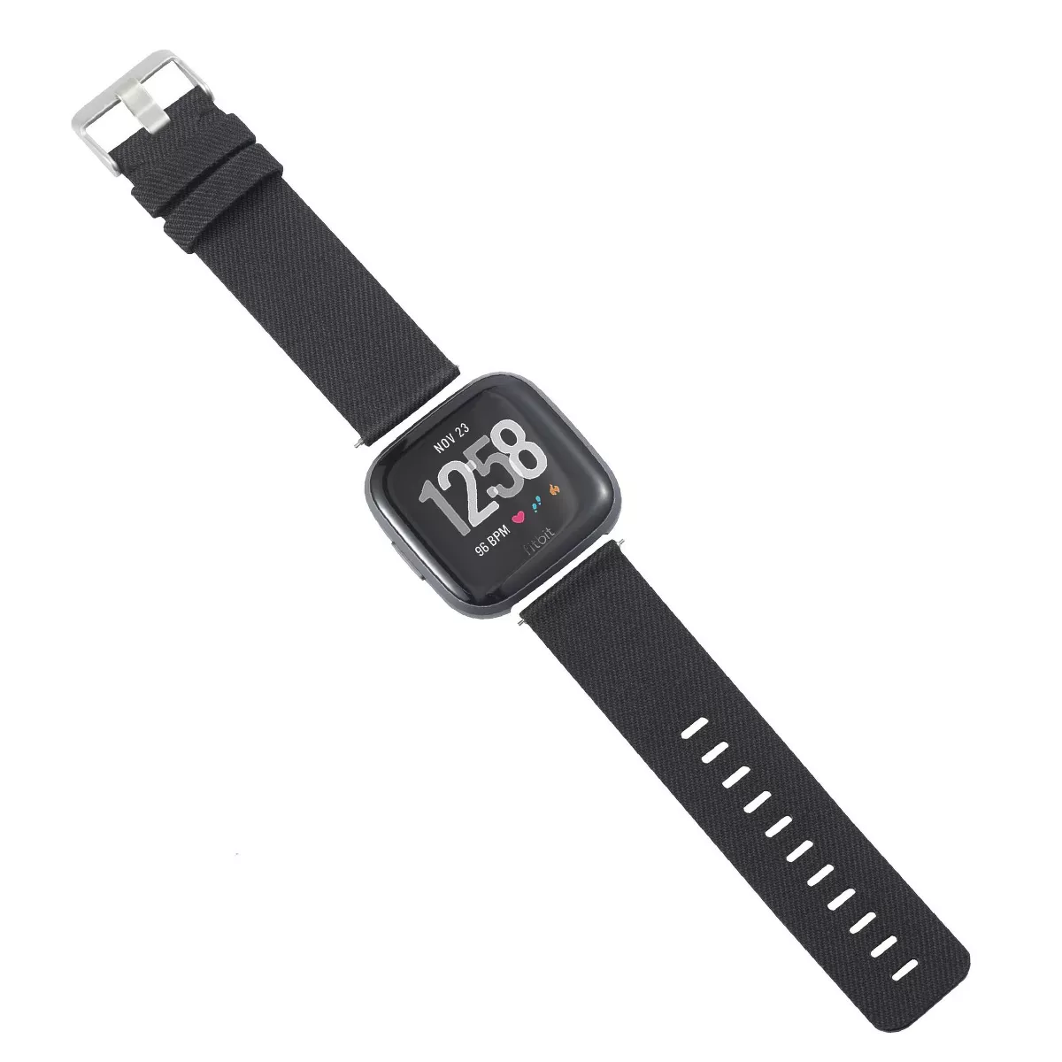 Insten Canvas Woven Fabric Band for Fitbit Versa 2 / 1 / Lite / SE, Replacement Strap, Black