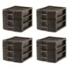 Sterilite Medium Weave Craft Office Supplies 3 Drawer Storage Organizer (4 Pack)