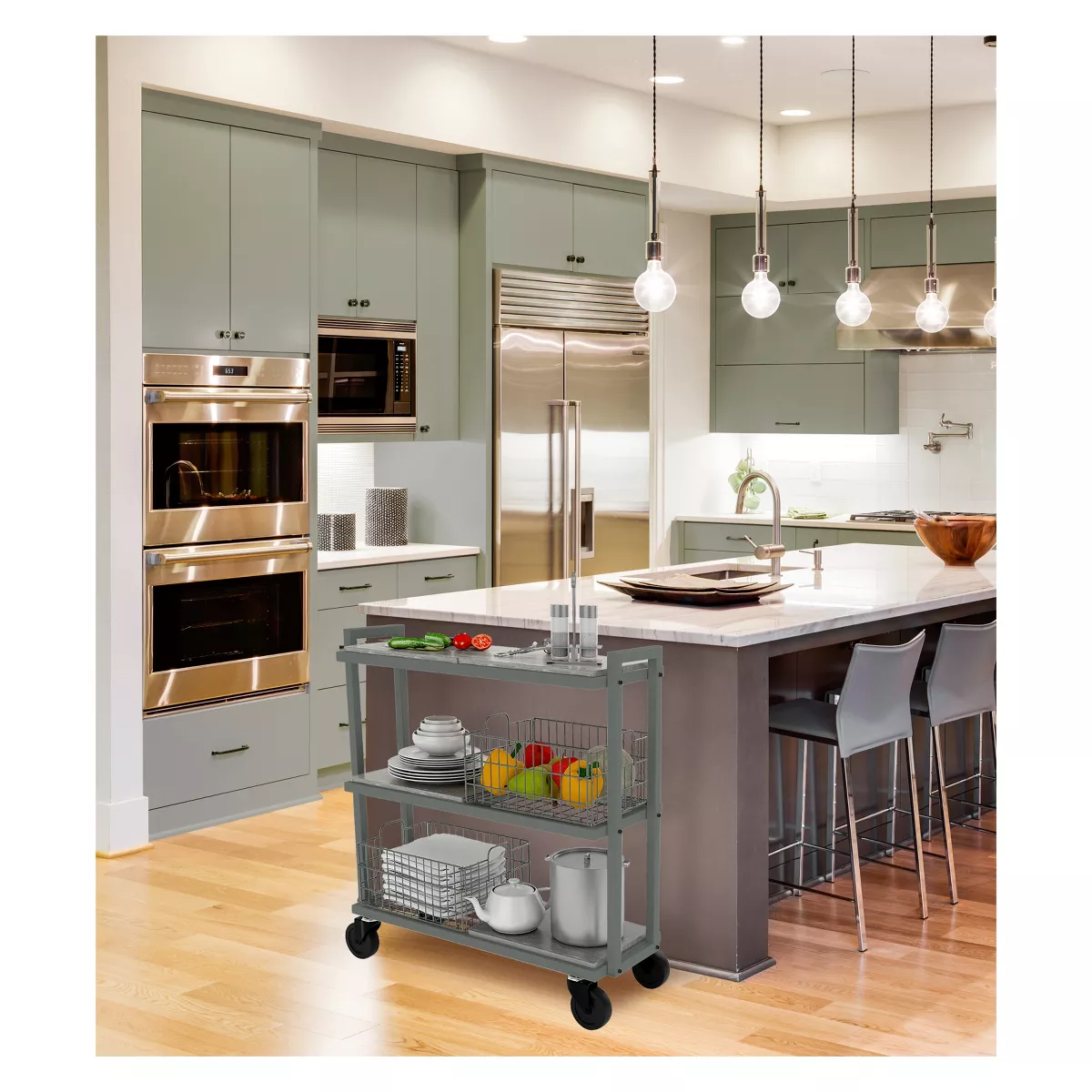 Cart System with wheels 3 Tier Green - Atlantic