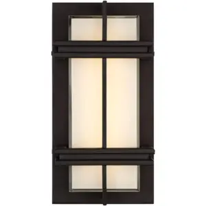 Possini Euro Design Modern Outdoor Wall Light Fixture LED Bronze Grid Segments 12