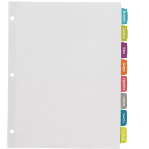 Avery Easy Peel White Label Tab Dividers 8-Tab 6/PK White 14433