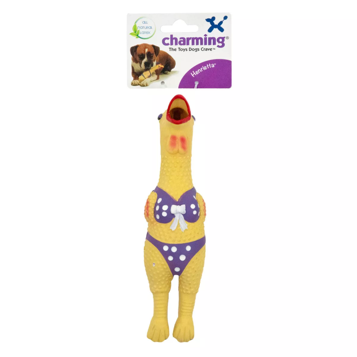 Charming Pet Henrietta Rubber Chicken Dog Toy - L