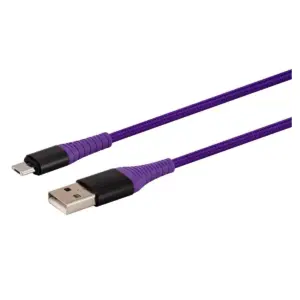 Monoprice USB 2.0 Micro B to Type A Charge and Sync Cable - 3 Feet - Purple, Durable, Kevlar-Reinforced Nylon-Braid - AtlasFlex Series