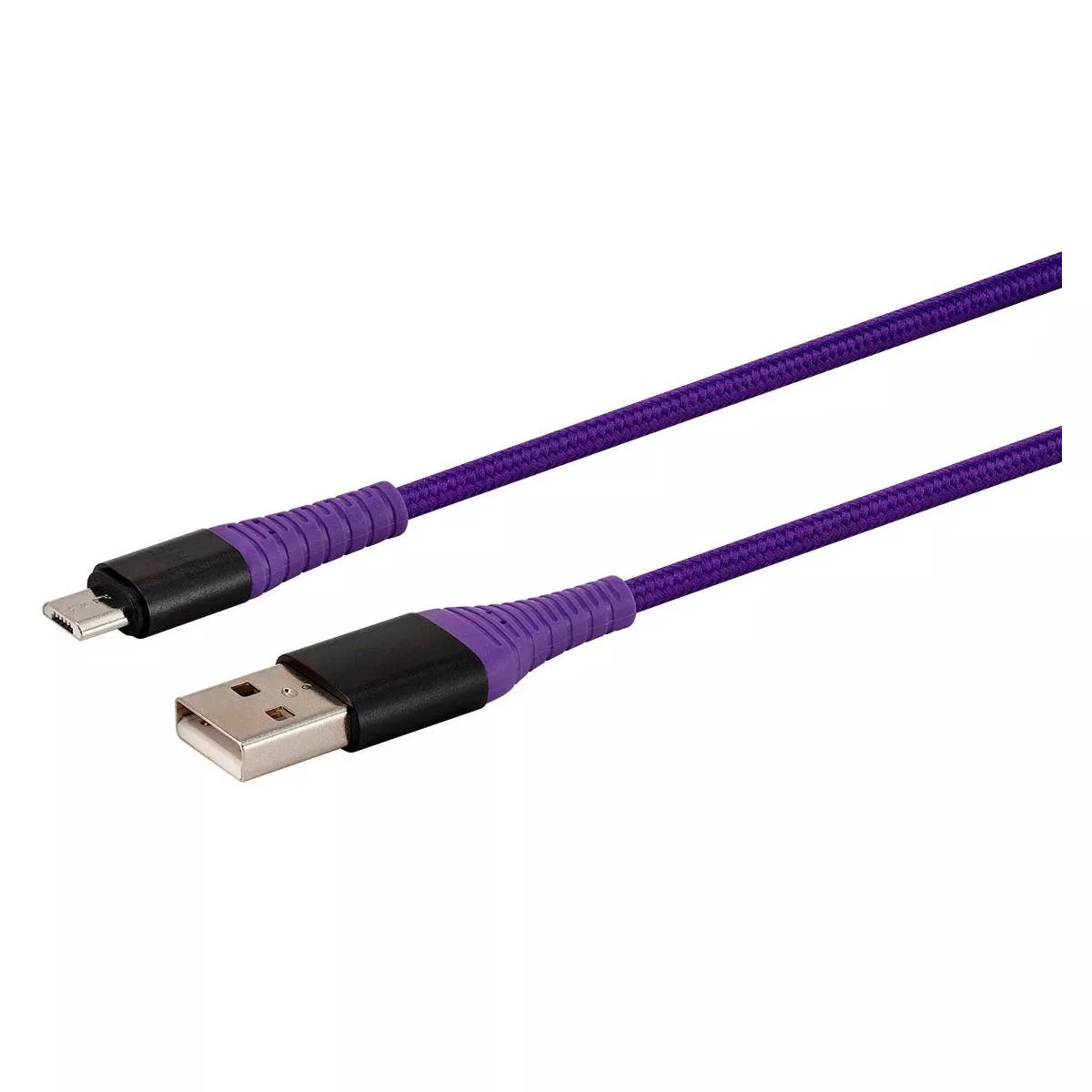 Monoprice USB 2.0 Micro B to Type A Charge and Sync Cable - 3 Feet - Purple, Durable, Kevlar-Reinforced Nylon-Braid - AtlasFlex Series