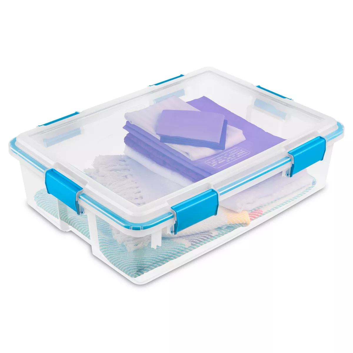 Sterilite 37 Qt Gasket Box Clear with Blue Latches