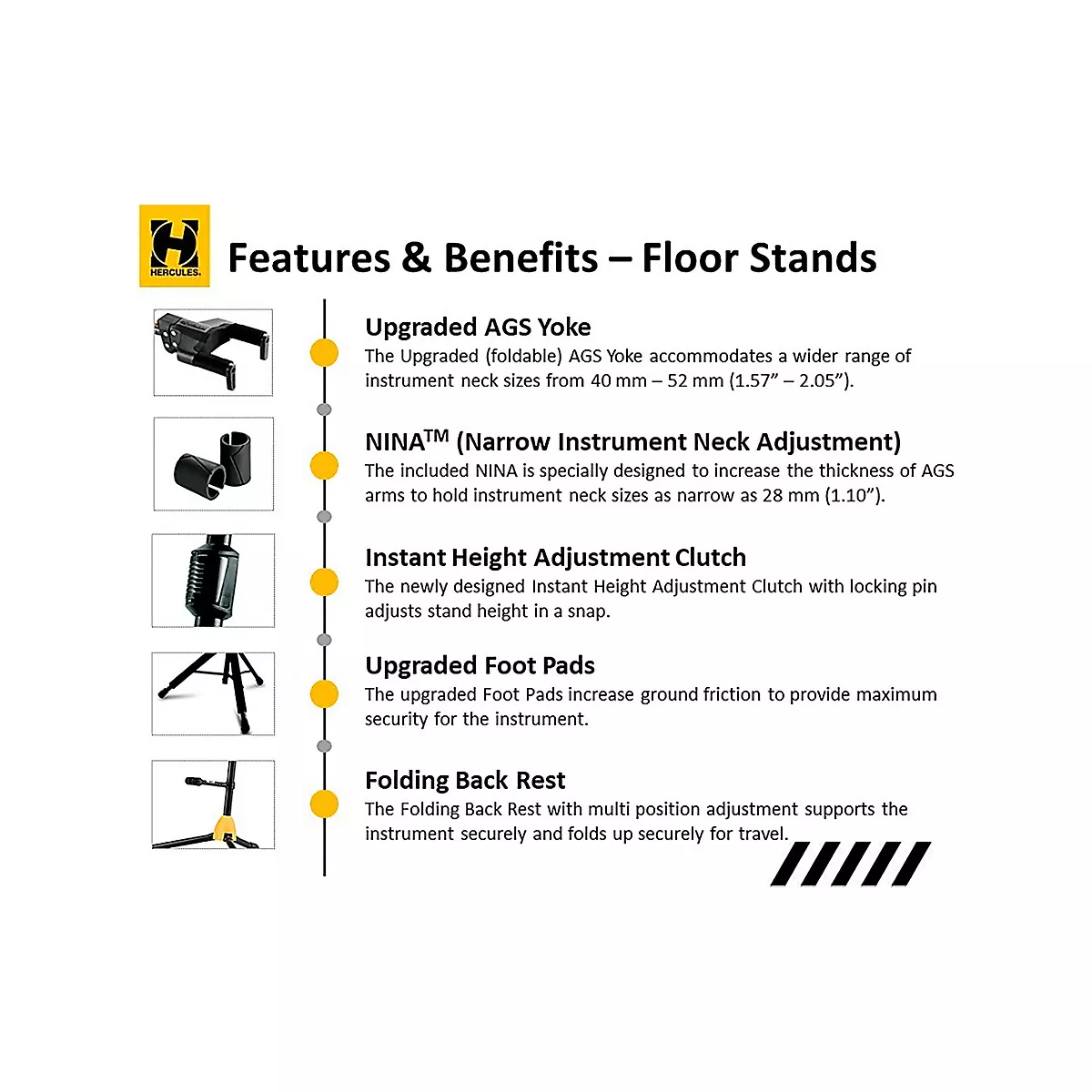 Hercules GS432BPLUS PLUS Series Universal Auto Grip Tri Guitar Stand with Foldable Backrest