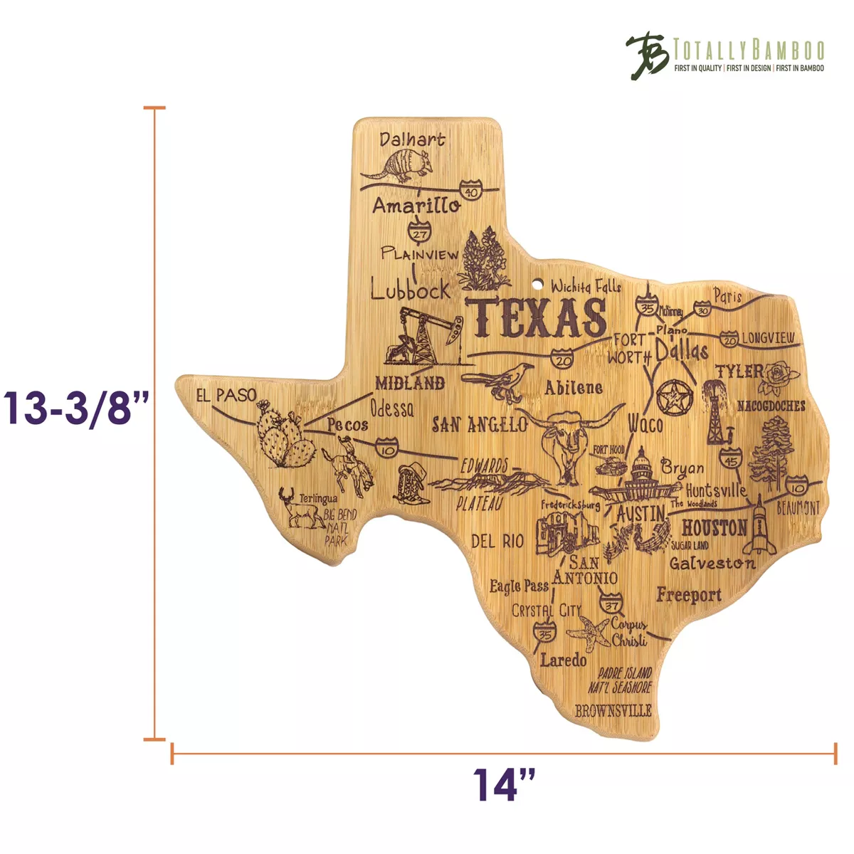 Totally Bamboo Destination Texas Cutting Board 14