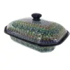 Blue Rose Polish Pottery Mardi Gras Medium Covered Baking Dish