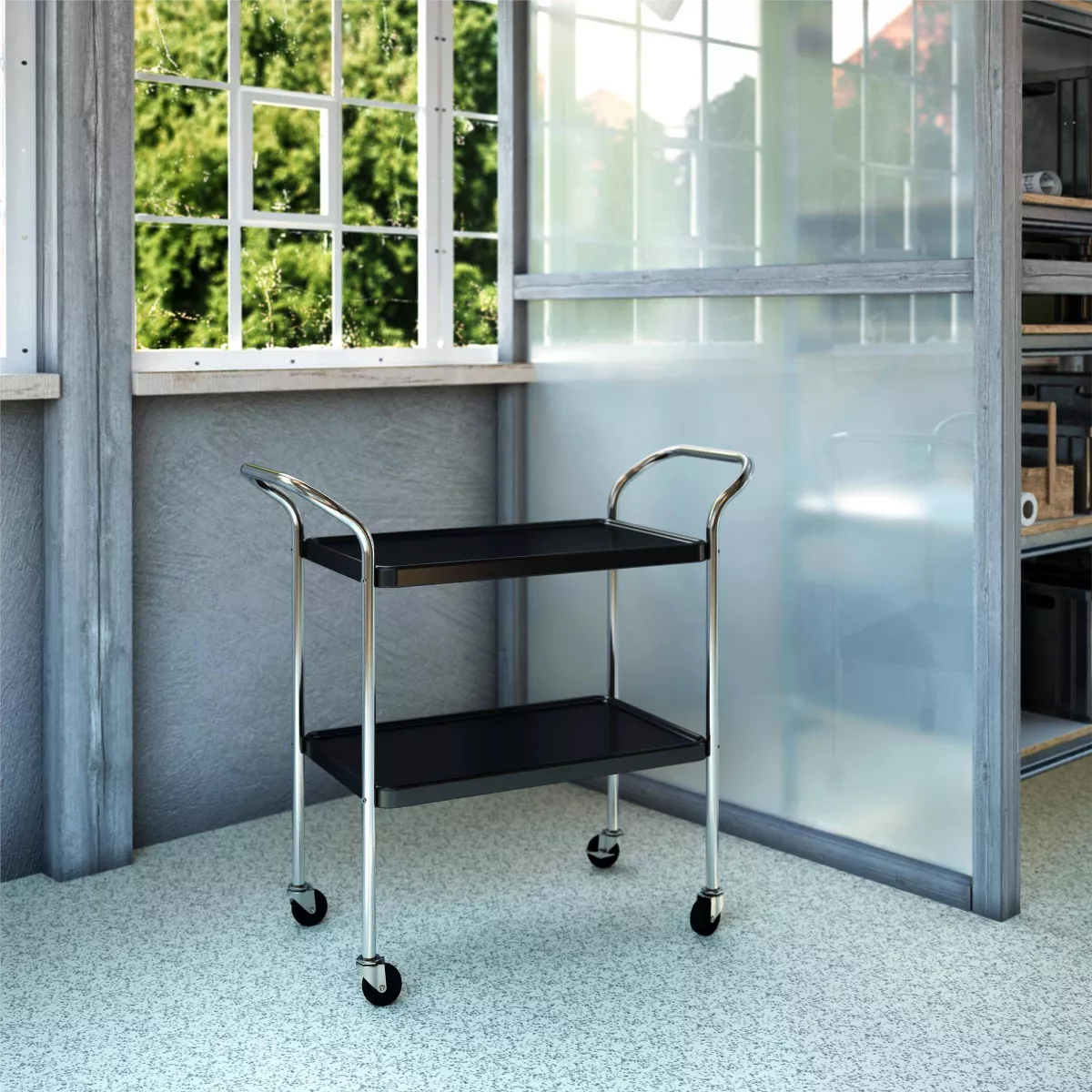 Cosco Stylaire 2 Tier Serving Cart Black/Silver