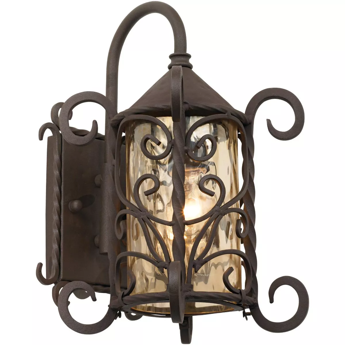 John Timberland Rustic Outdoor Wall Light Fixture Dark Walnut Iron Scroll 13 1/4