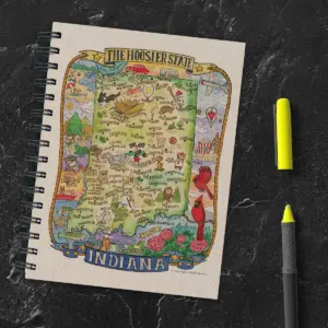 Indiana State Map Lined Journal 7.25