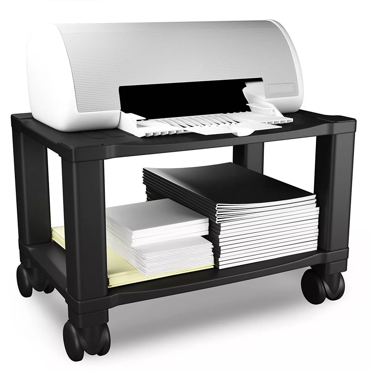 2-Tier Under the Desk Mobile Printer Stand Black - Hastings Home