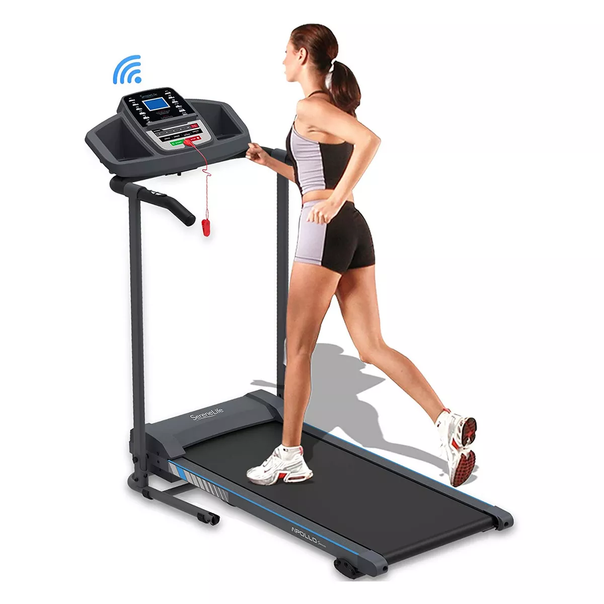 SereneLife SLFTRD20 Bluetooth Smart Digital Folding Treadmill Cardio Machine Home Gym Fitness Equipment with MP3 Player, Incline and Built In Speakers