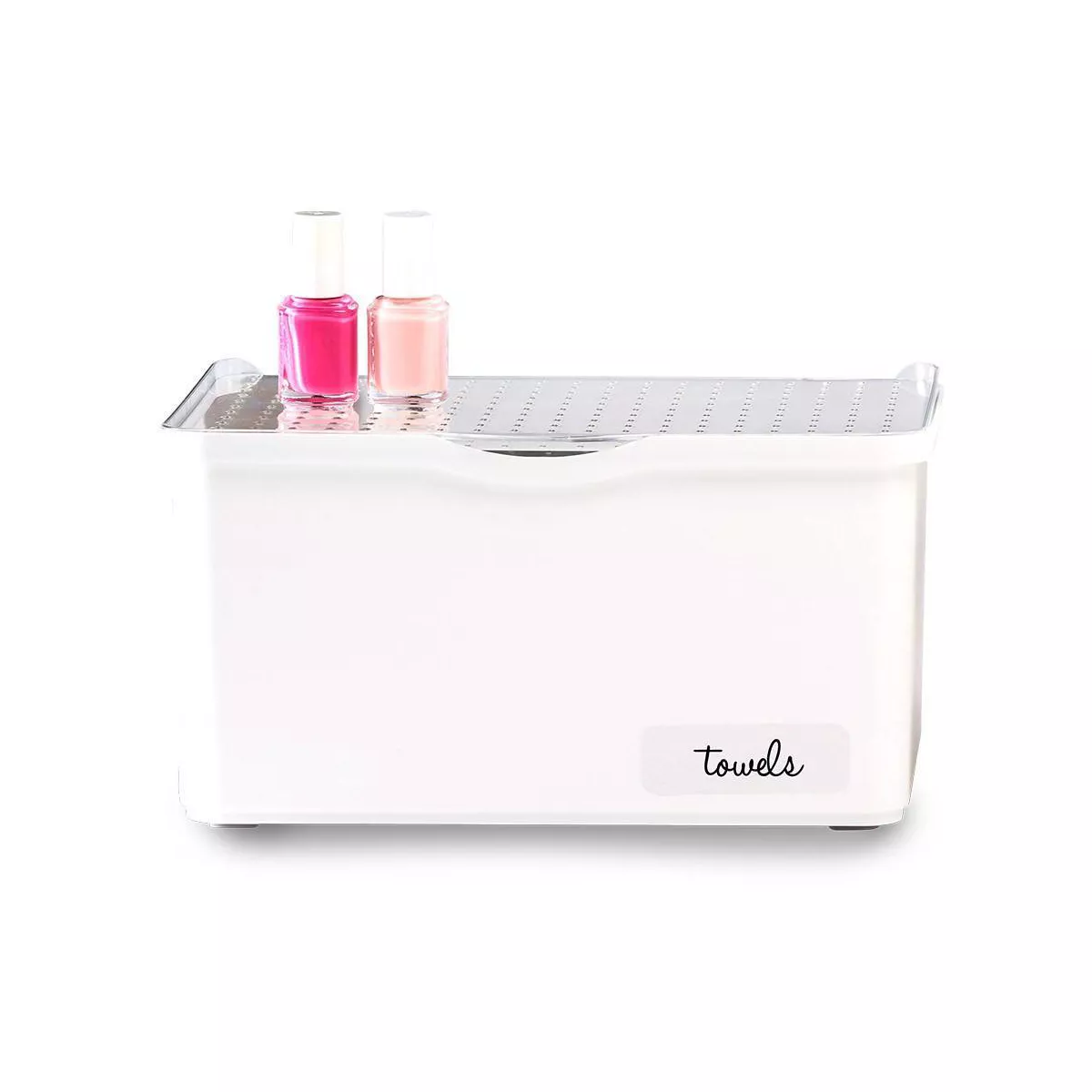 Medium Stacking Bin with Lid Clear/White - Madesmart
