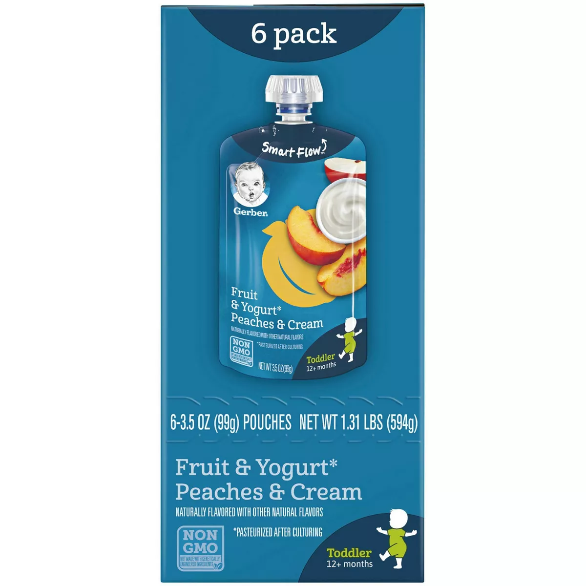 Gerber Toddler Food Fruit & Yogurt Peaches & Cream - 3.5oz