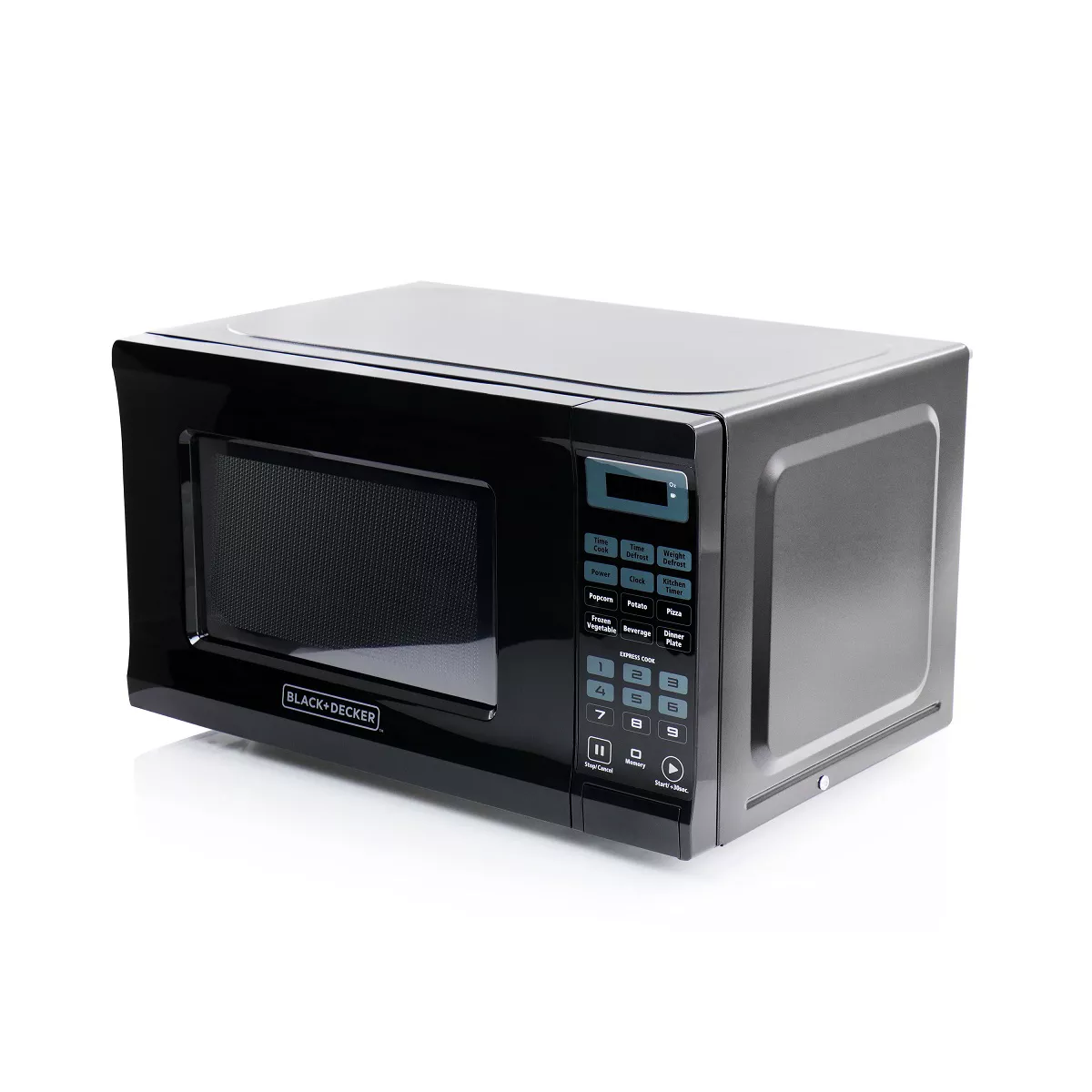 West Bend EM720CPI-PMB 0.7 Cubic Foot Capacity 700 Watt Compact Countertop Microwave Oven Kitchen Appliance with 8.5 Inch Round Turntable, Black
