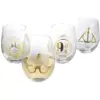 Seven20 Harry Potter 17oz Stemless Wine Glasses | Set of 4 | Gold Symbols & Designs
