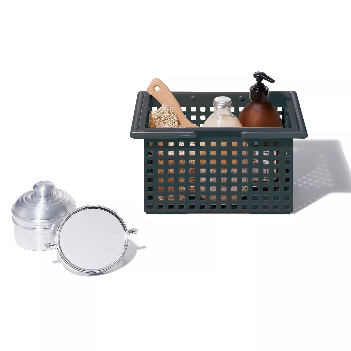 Like-It Versatile Stacking Plastic Home Bathroom Storage Solution Organizer Slotted Basket Tote, Gray (6 Pack)
