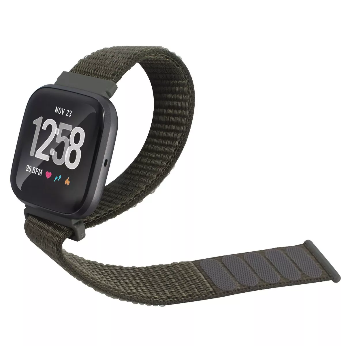Insten Soft Woven Nylon Band for Fitbit Versa 2 / 1 / Lite / SE, Replacement Strap, Green