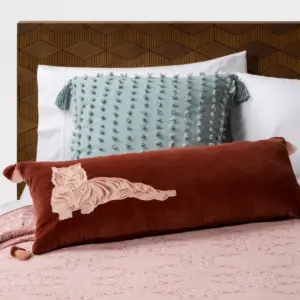 Oblong Oversize Tiger Embroidered Velvet Decorative Throw Pillow Bronze - Opalhouse™