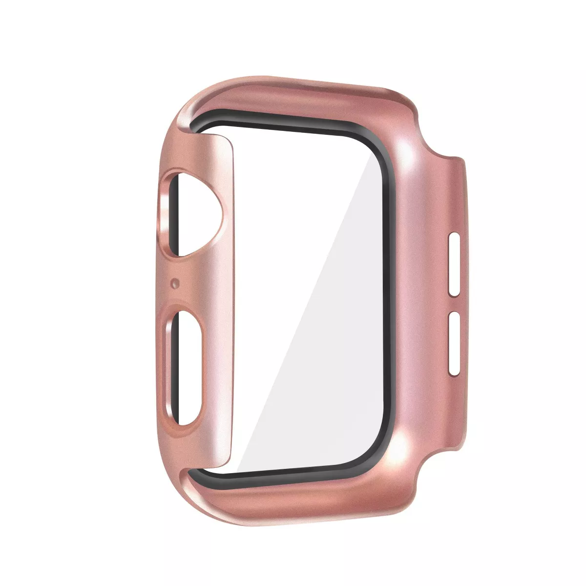 Metal Hard Case Compatible with Apple Watch 40mm Series 6 5 4 SE, Built in Tempered Glass Screen Protector Full Protective Cover, Rose Gold by Insten