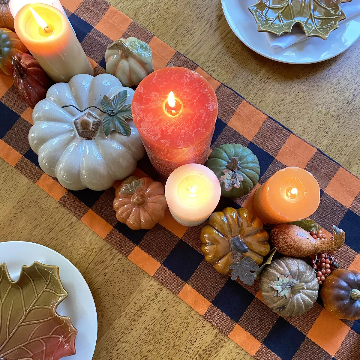 Farmhouse Living Fall Buffalo Check Halloween Table Runner - 13